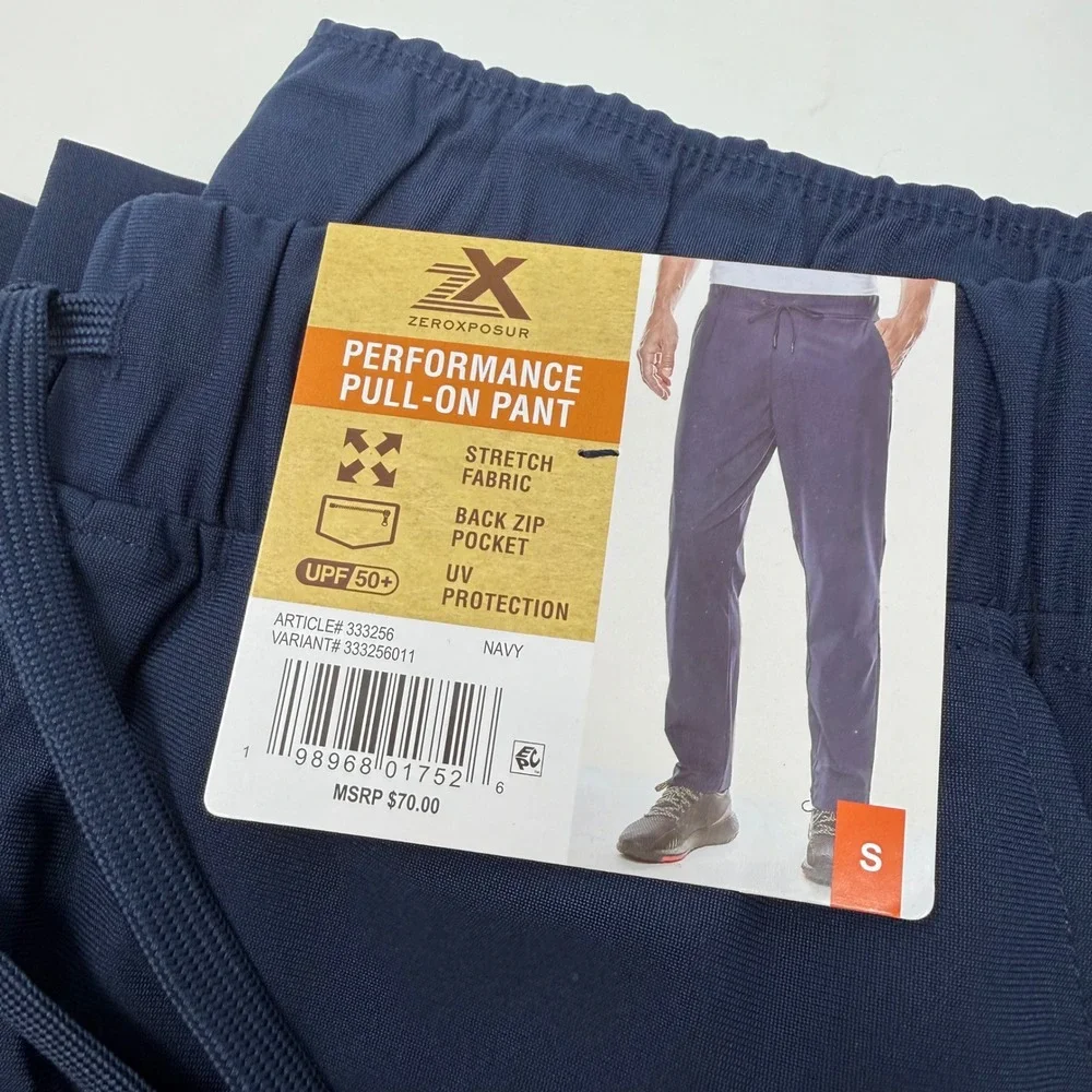 ZeroXposur Mens Performance‎ Pull-On Pant Navy Blue Stretch UPF 50+ Small NEW